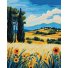 Алмазная мозаика Краевод с подсолнухом и кипарисами, Brushme (40x50 см)