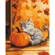Картина по номерам Котик с тыквой, Brushme (40x50 см)