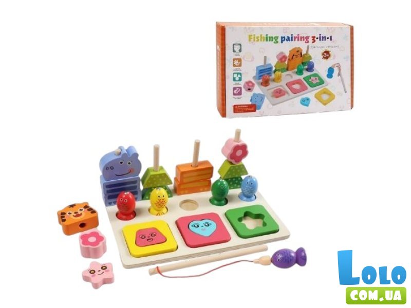 Деревянная логическая доска 3 в 1