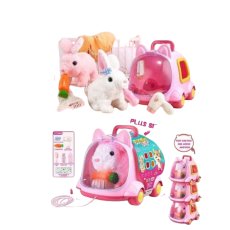 Мягкая интерактивная игрушка Кролик в переноске (в ассортименте)
