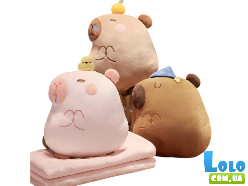 Мягкая игрушка Капибара с пледом и муфтой