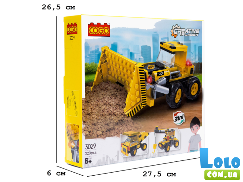Конструктор Бульдозер, COGO (3029), 220 дет.