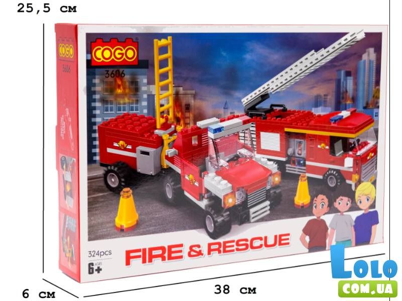Конструктор Два пожарных автомобиля, COGO (3606), 324 дет.
