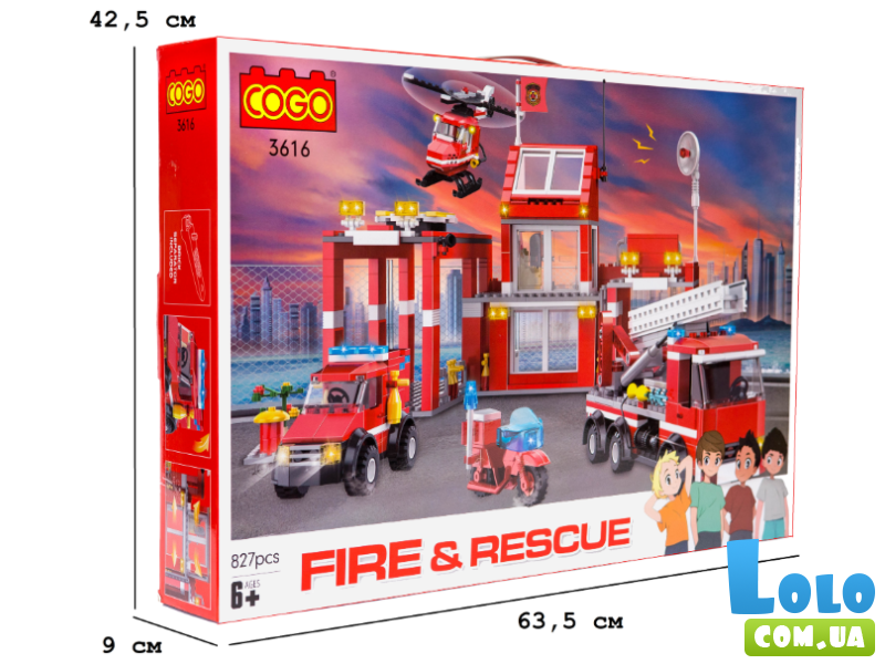 Конструктор Пожарная бригада, COGO(3616), 827 дет.