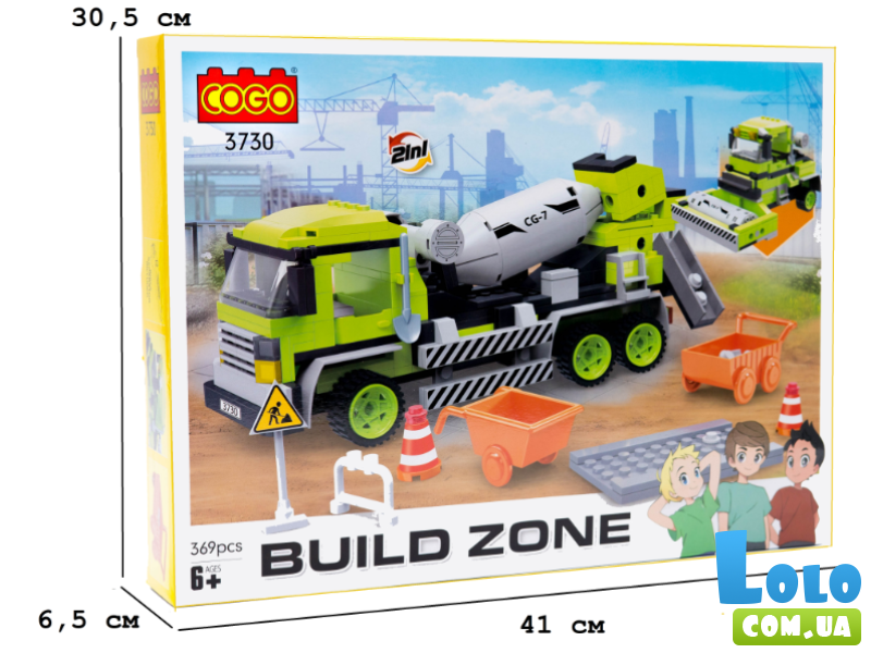 Конструктор Бетоносмеситель 2в1, COGO (3730), 369 дет.
