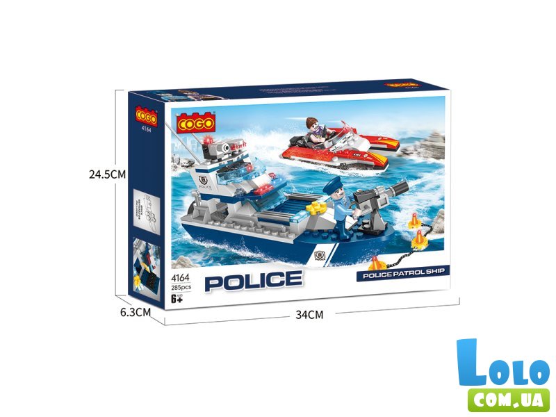 Конструктор Патрульный катер, COGO(4164), 285 дет.