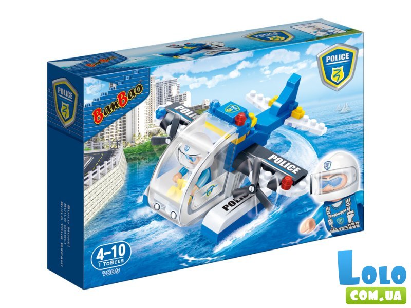 Конструктор Полицейский гидроплан, BanBao (7009), 112 дет.