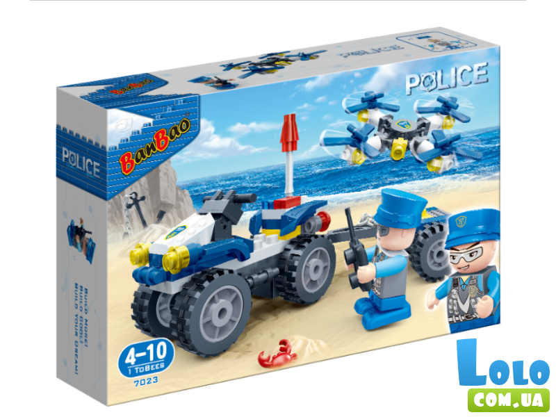 Конструктор Полицейский квадроцикл, BanBao (7023), 110 дет.