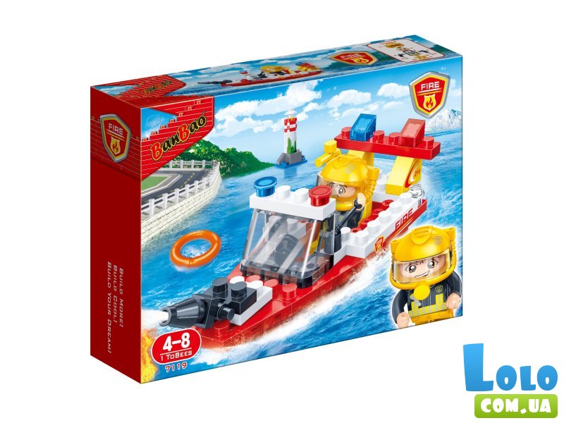 Конструктор Пожарная лодка, BanBao (7119), 62 дет.