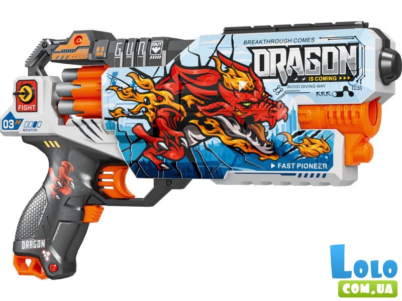Бластер с барабаном и мягкими патронами Дракон, TM "Turbo & Fast"