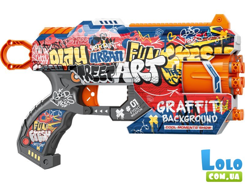 Бластер с барабаном и мягкими патронами Граффити, TM "Turbo & Fast"