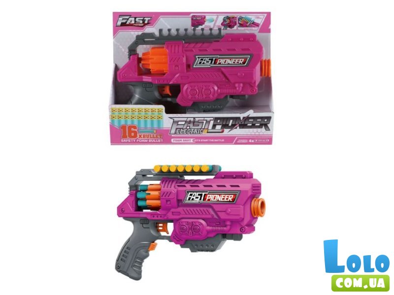 Бластер с барабаном и мягкими патронами, TM "Turbo & Fast" (розовый)