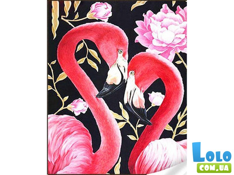 Алмазная мозаика Розовые фламинго с цветами, Strateg (30х40 см)
