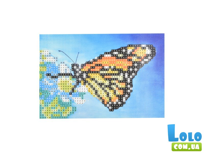 Алмазная мозаика Бабочка на цветке, Strateg (10х15 см)