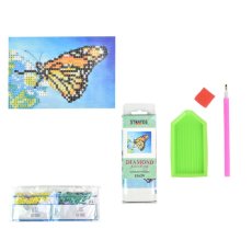 Алмазная мозаика Бабочка на цветке, Strateg (10х15 см)