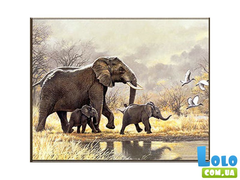 Алмазная мозаика Семейство слонов, Strateg (30х40 см)