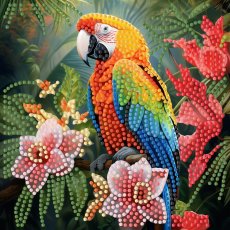 Алмазная мозаика Попугай в джунглях, Strateg (18х18 см)