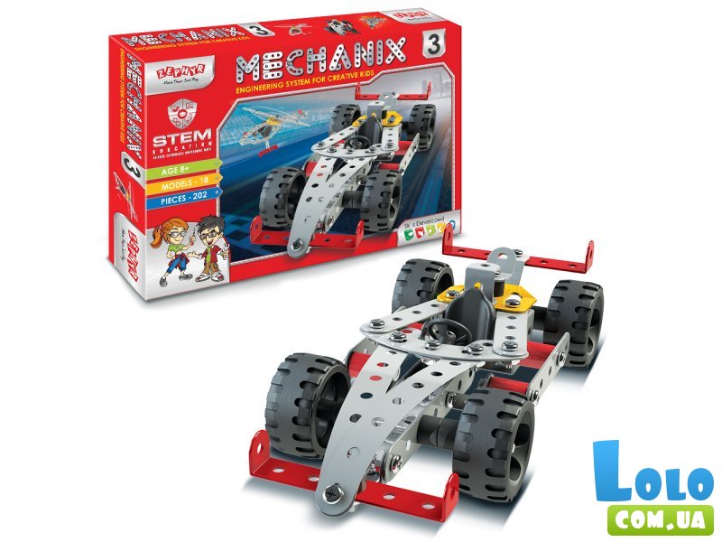 Конструктор металлический Mechanix №3, Zephyr (01005), 202 дет.