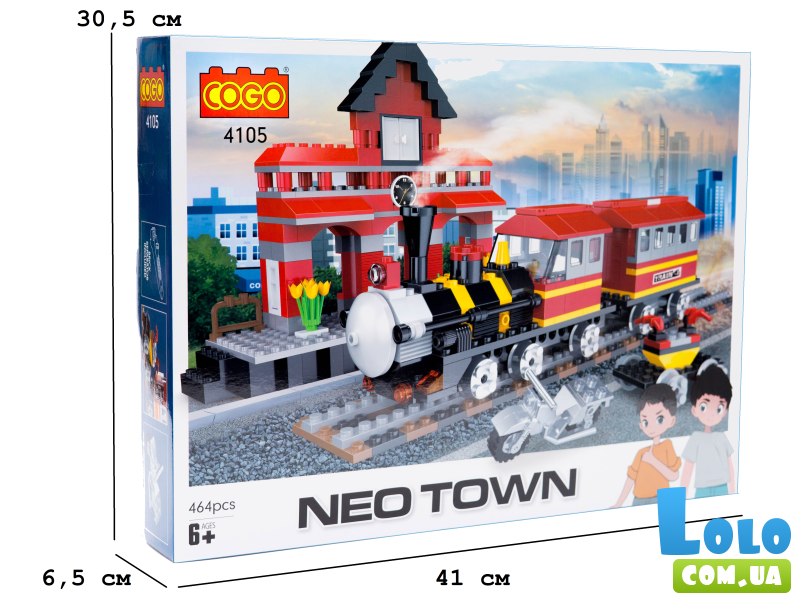 Конструктор Город: Паровоз, COGO (4105), 464 дет.