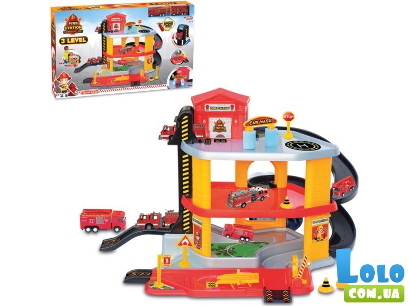 Парковка с машинами Пожарный, Dede, 3 этажа