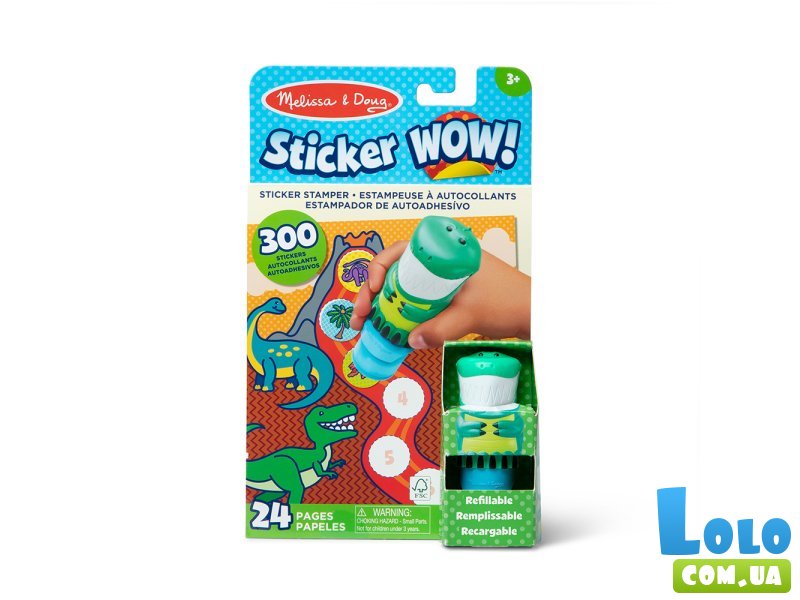 Набор из блокнота и штампа с наклейками Динозавр, Melissa&Doug