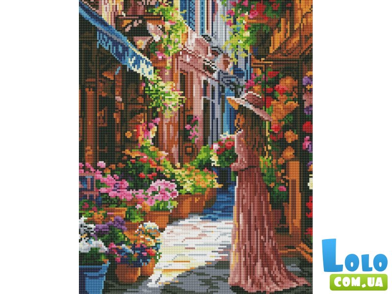 Алмазная мозаика Девушка на цветочной улице, Brushme (40x50 см)