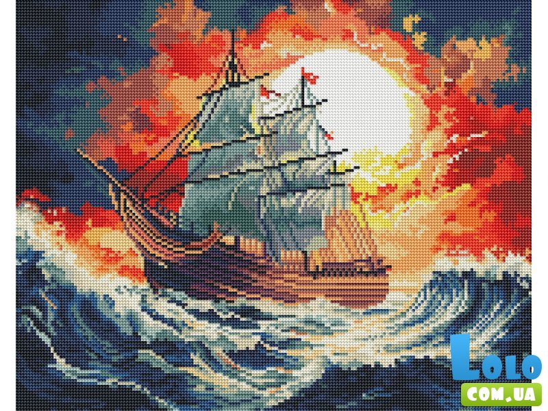 Алмазная мозаика Шторм на закате солнца, Brushme (40x50 см)