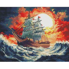 Алмазная мозаика Шторм на закате солнца, Brushme (40x50 см)