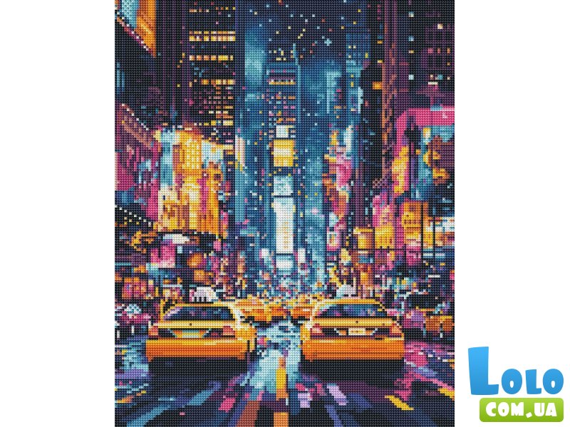 Алмазная мозаика Такси ночного Нью-Йорка, Brushme (40x50 см)