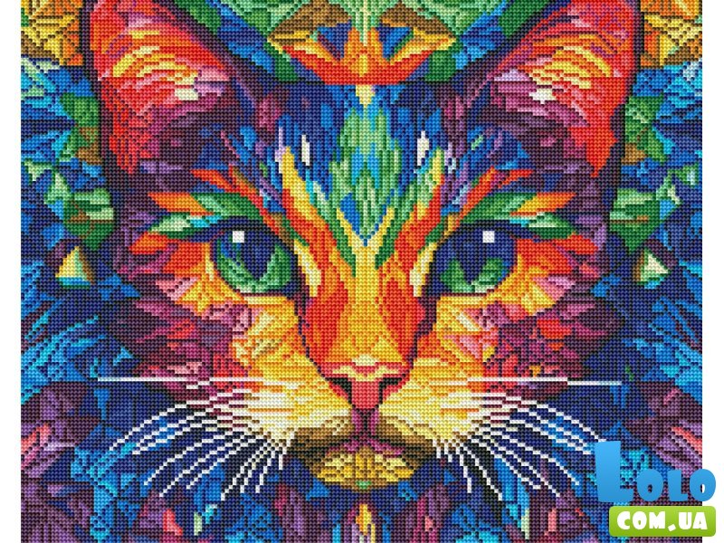 Алмазная мозаика Цветной кот, Brushme (40x50 см)
