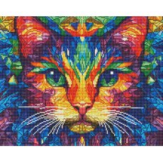Алмазная мозаика Цветной кот, Brushme (40x50 см)