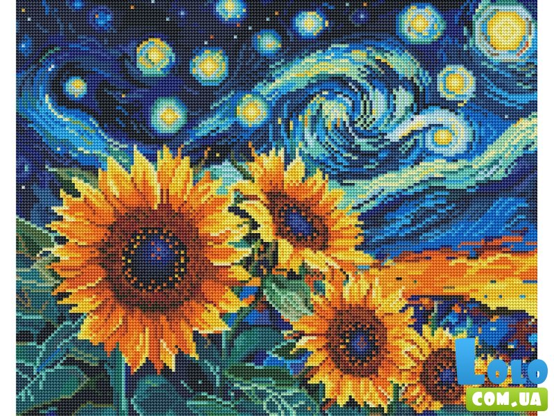 Алмазная мозаика Подсолнух в стиле Ван Гога, Brushme (40x50 см)