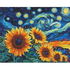 Алмазная мозаика Подсолнух в стиле Ван Гога, Brushme (40x50 см)