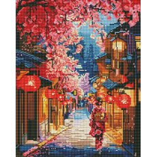 Алмазная мозаика Улица в сакуре, Brushme (40x50 см)