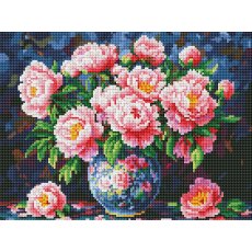 Алмазная мозаика Букет пионов в вазе, Brushme (30x40 см)