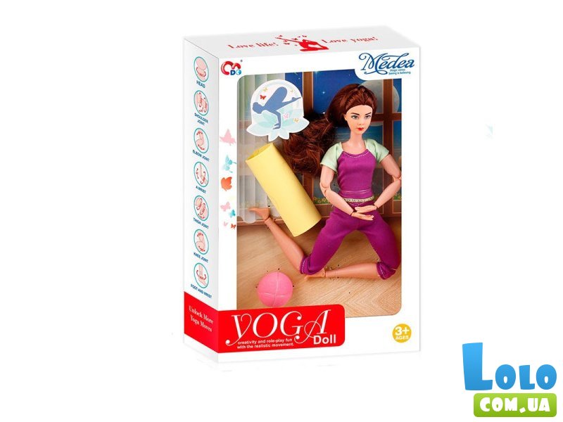 Кукла йогиня с ковриком и мячом