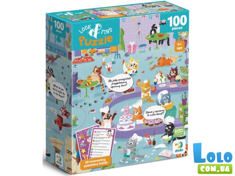 Пазл Кошачье кафе Ищи и находи, DoDo, 100 эл.