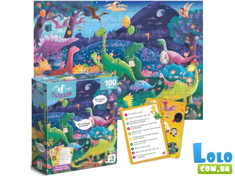 Пазл Страна динозавров Ищи и находи, DoDo, 100 эл.