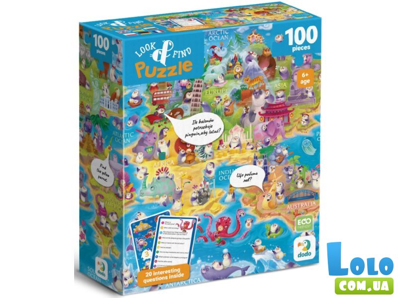 Пазл Мир пингвинов Ищи и находи, DoDo, 100 эл.