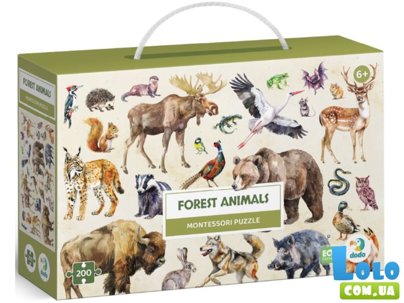 Пазл Лесные животные Монтессори, DoDo, 200 эл.
