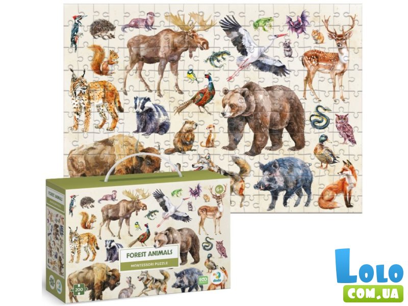 Пазл Лесные животные Монтессори, DoDo, 200 эл.