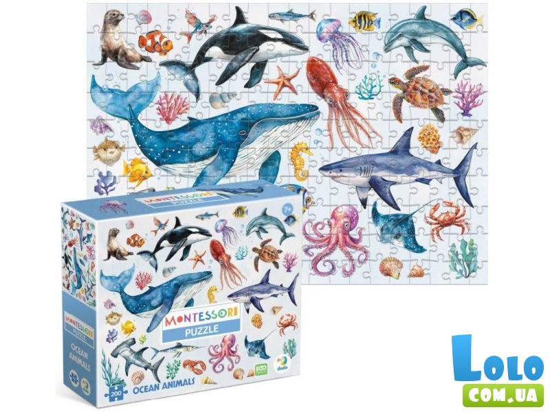 Пазл Океанические животные Монтессори, DoDo, 200 эл.