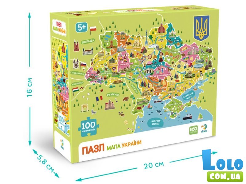 Пазл Карта Украины, DoDo, 100 эл.