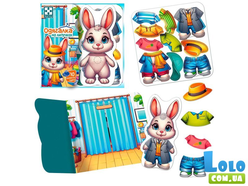 Настольная игра одевалка на липучках Зайка, Vladi Toys