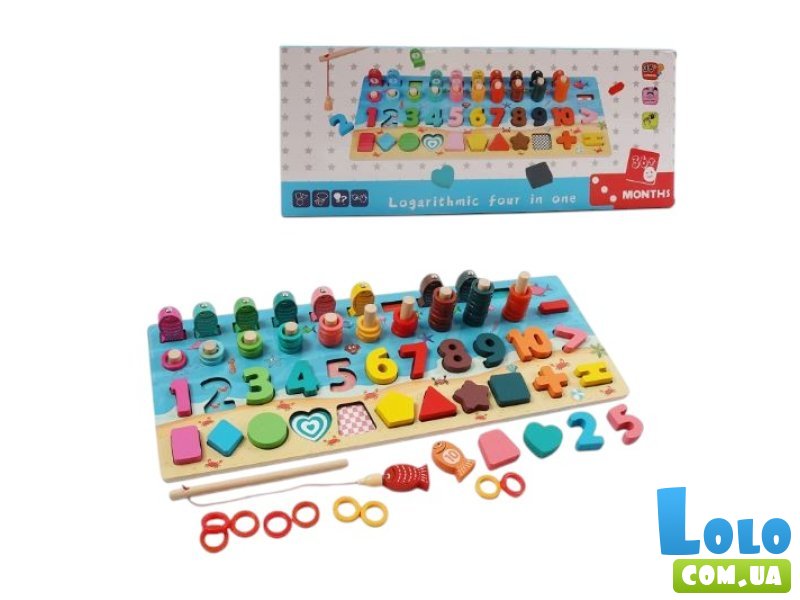 Деревянная логическая доска-сортер с магнитной рыбалкой