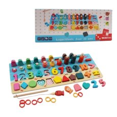 Деревянная логическая доска-сортер с магнитной рыбалкой