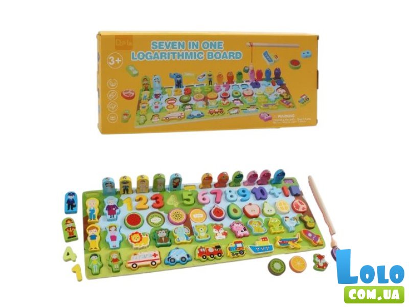 Деревянная логическая доска-сортер с магнитной рыбалкой