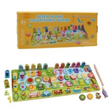 Деревянная логическая доска-сортер с магнитной рыбалкой