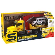 Машина Эвакуатор с полицией инерционная, CARS S (желтый)