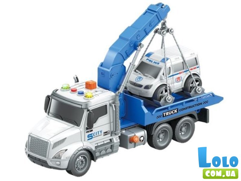 Машина Эвакуатор с полицией инерционная, CARS S (синий)